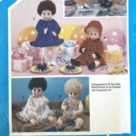 Simplicity 6481 Baby Doll Wardrobe for 17" 18" Dolls - Vintage - Picture 2 of 3